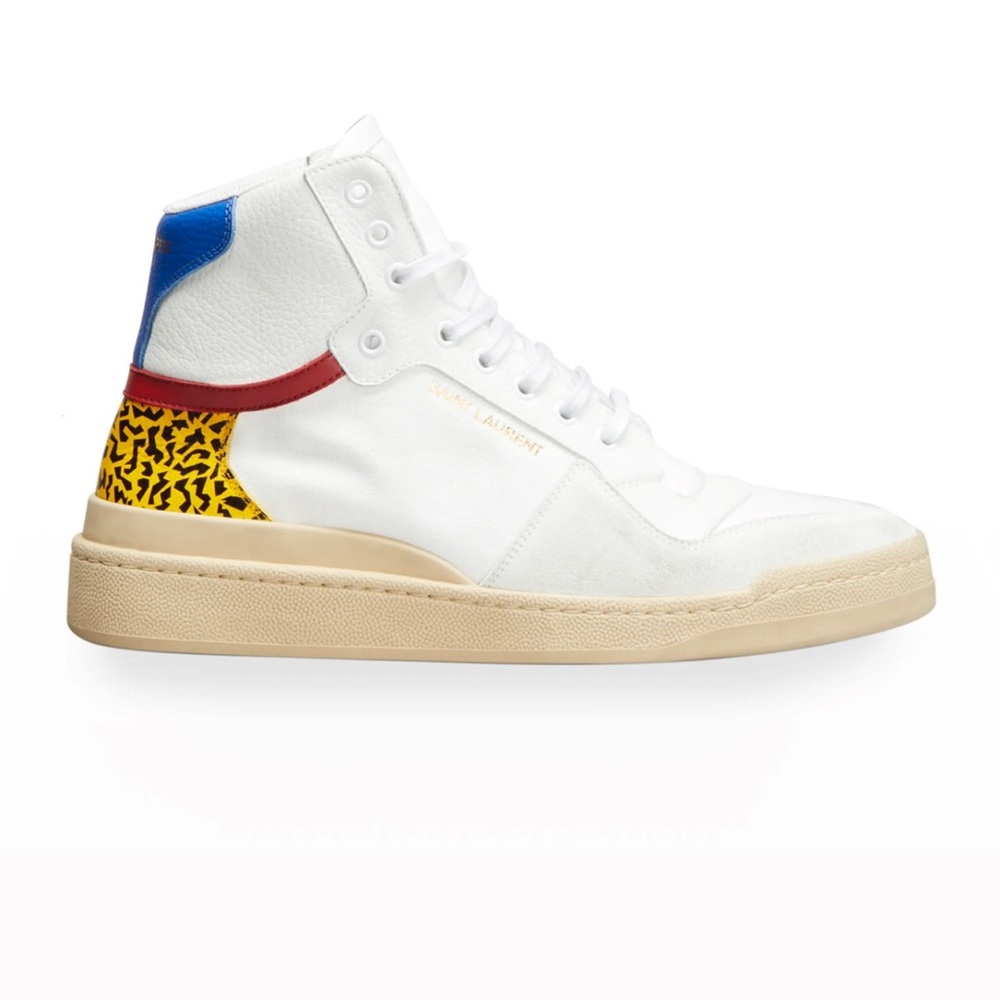 Saint Laurent YSL Men's SL 24 Colorblock Mid Top Sneakers  41 EU  8 US
